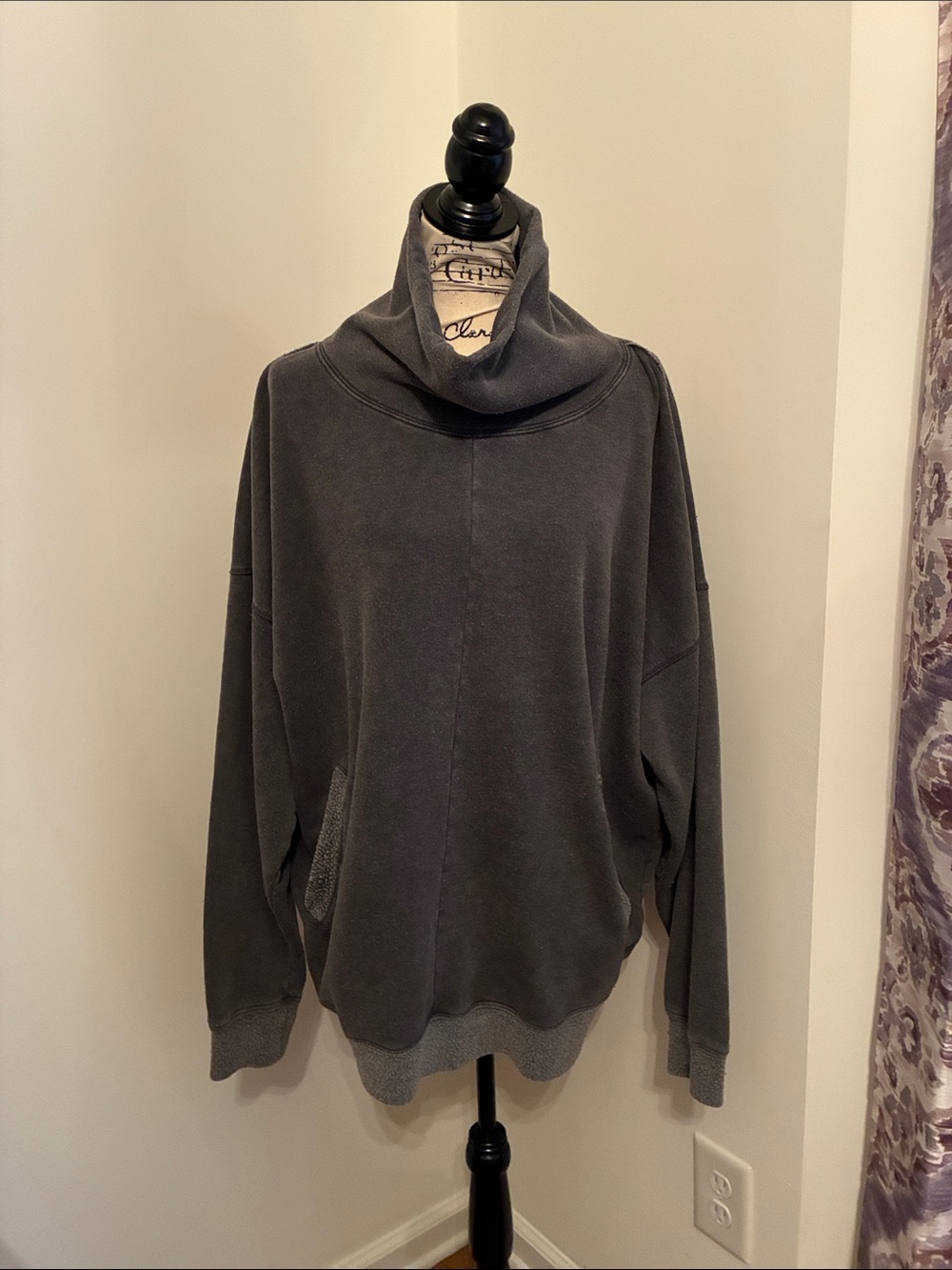 Free People Cowl-Neck Sweatshirt (Charcoal)